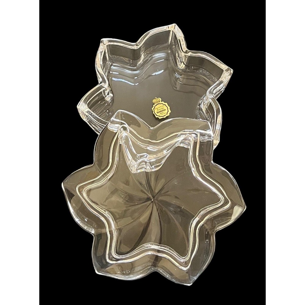 Vintage Full Lead Crystal Star Shaped Trinket‎ Dish w/ Lid Bavaria W. Germany - Picture 4 of 11